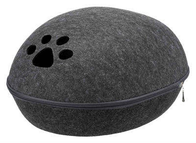 TRIXIE Relax Iglo Kattenmand Liva Vormvast isolerend vilt met ritssluiting - Antraciet - 40x24x47 cm
