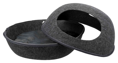 TRIXIE Relax Iglo Kattenmand Liva Vormvast isolerend vilt met ritssluiting - Antraciet - 40x24x47 cm