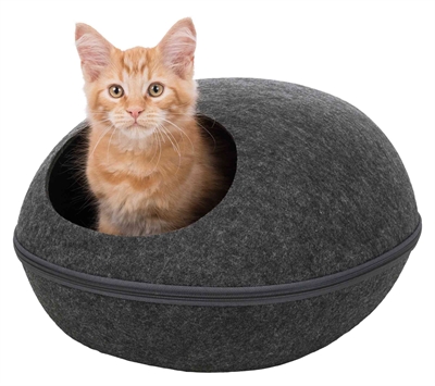 TRIXIE Relax Iglo Kattenmand Liva Vormvast isolerend vilt met ritssluiting - Antraciet - 40x24x47 cm