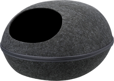 TRIXIE Relax Iglo Kattenmand Liva Vormvast isolerend vilt met ritssluiting - Antraciet - 40x24x47 cm