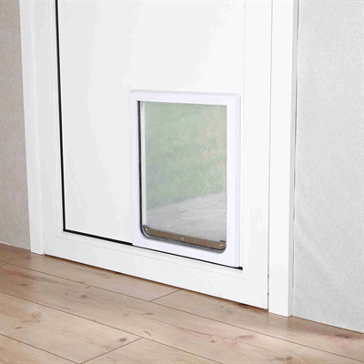 TRIXIE Hondenluik 2-weg - flexibele geluidsarme klep, uitneembare vergrendeling & tunnelelement - Wit - XS-S 25x29 cm