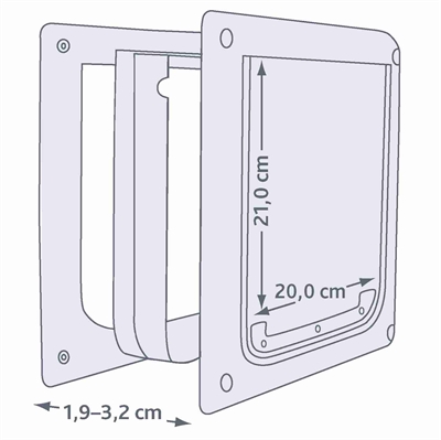 TRIXIE Hondenluik 2-weg - flexibele geluidsarme klep, uitneembare vergrendeling & tunnelelement - Wit - XS-S 25x29 cm