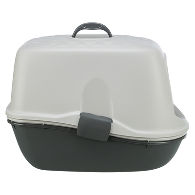 TRIXIE Overdekte kattenbak BERTO Zeefsysteem, Actief koolstoffilter, Easy-Click sluiting - Grijs - 59x39x42 cm