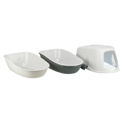 TRIXIE Overdekte kattenbak BERTO Zeefsysteem, Actief koolstoffilter, Easy-Click sluiting - Grijs - 59x39x42 cm
