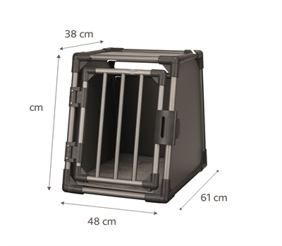 TRIXIE Vervoersbox auto Aluminium S Zeer stevig, afgeschuinde kanten, veiligheidssluiting - Grafiet - 48x56x61 cm