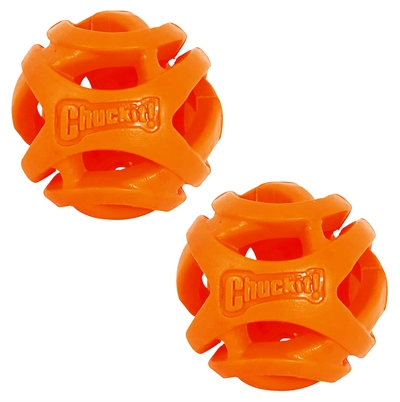 CHUCKIT Breathe Right Fetch Bal Small Open structuur zorgt voor meer zuurstof, drijft op water - Oranje - 5 cm, 2 stuks