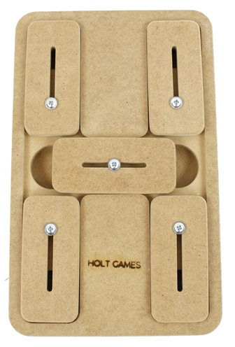 HOLT GAMES Activiteitenspel Holt - Intelligentiespel met schuifjes & veel oplossingsmogelijkheden, mentaal uitdagend - Hout - 30x19,5x3,5 cm