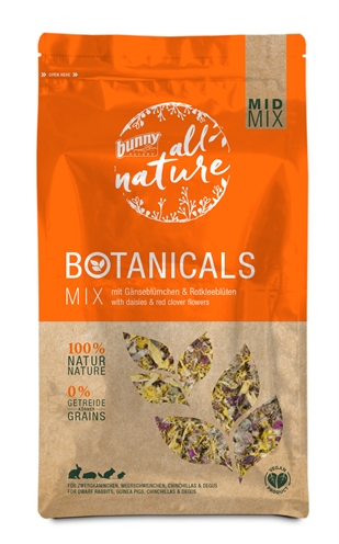 BUNNY NATURE Aanvullend diervoeder Botanicals Midi Mix Madelief/Rode Klaver - 100% natuurlijk, graanvrij - Multikleur - 120 g