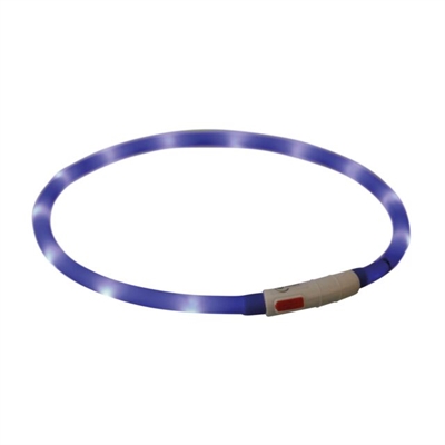 TRIXIE Lichtgevende halsband USB Flash Light USB-oplaadbaar knipper/standlicht spatwaterdicht - Royal blauw - 70 x 1 cm