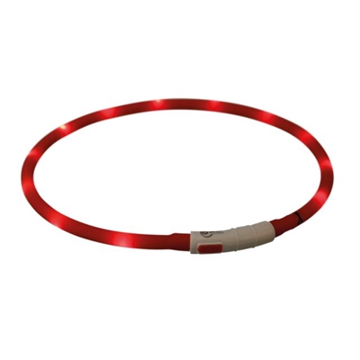 TRIXIE Lichtgevende halsband USB Flash Light Oplaadbaar 2 lichtmodi spatwaterdicht - Rood - 70x1 cm