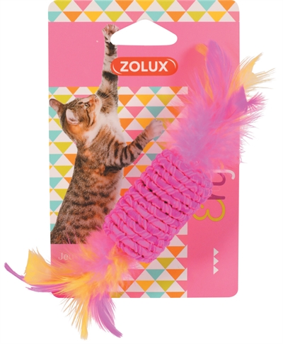 ZOLUX Kattenspeelgoed Elastic Snoep Assorti Toffee-vorm met veren - Assorti - 17,5x3x3 cm