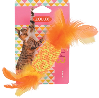 ZOLUX Kattenspeelgoed Elastic Snoep Assorti Toffee-vorm met veren - Assorti - 17,5x3x3 cm