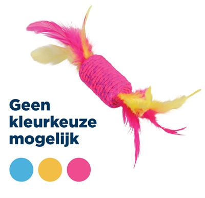 ZOLUX Kattenspeelgoed Elastic Snoep Assorti Toffee-vorm met veren - Assorti - 17,5x3x3 cm