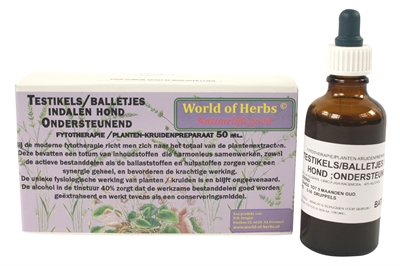 WORLD OF HERBS Aanvullend diervoer Fytotherapie Testikel indaling hond - Plantenextracten, Makkelijk toe te dienen - 50 ml