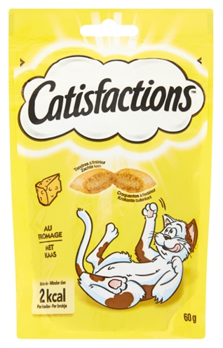 CATISFACTIONS kattensnack KAAS - krokante brokjes met zachte vulling, weinig calorieën - 60 g