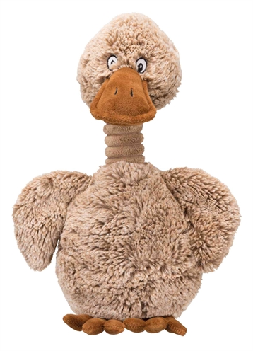TRIXIE Pluche Eend Speelknuffel Met Geluid, Lange Nek - Bruin - 38 cm