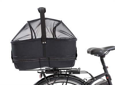 TRIXIE Fietsmand Bagagedrager Breed Metalen frame, gaas-afdekking en korthouder, uitneembare pluche bodem - Zwart - 60x29x49 cm (tot 8 kg)