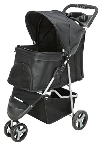 TRIXIE Hondenbuggy Compact licht en inklapbaar, ventilerend, 11 kg draaggewicht - Zwart - 80x47x100 cm