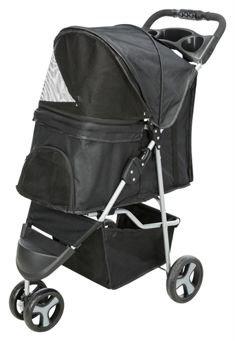 TRIXIE Hondenbuggy Compact licht en inklapbaar, ventilerend, 11 kg draaggewicht - Zwart - 80x47x100 cm