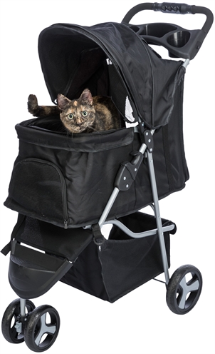 TRIXIE Hondenbuggy Compact licht en inklapbaar, ventilerend, 11 kg draaggewicht - Zwart - 80x47x100 cm