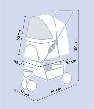TRIXIE Hondenbuggy Compact licht en inklapbaar, ventilerend, 11 kg draaggewicht - Zwart - 80x47x100 cm
