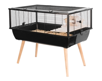 ZOLUX Knaagdierkooi Neo Nigha Ruime kooi met plateau, huisje en looprad - Zwart - 78x48x64,5 cm