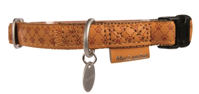 MACLEATHER Halsband Mac Leather Zacht kunstleer met motief & matzilveren gespen - Bruin - 45-70×2,5 cm