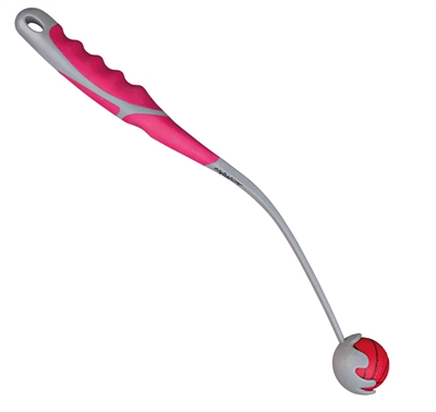 TRIXIE Dog Activity Werpstok Small - Ergonomisch rubberhandvat, schuimrubberbal voor verder gooien - Assorti (grijs/roze, grijs/geel) - 4,5x40 cm