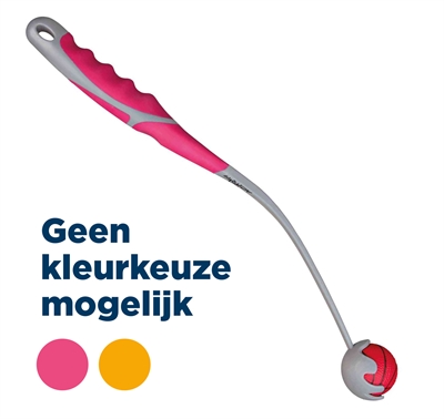 TRIXIE Dog Activity Werpstok Small - Ergonomisch rubberhandvat, schuimrubberbal voor verder gooien - Assorti (grijs/roze, grijs/geel) - 4,5x40 cm