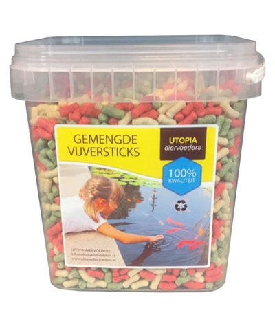UTOPIA Vijversticks Gemengde - Onderhoudsvoer voor alle vijvervissen, licht verteerbaar - Gekleurd - 250 g