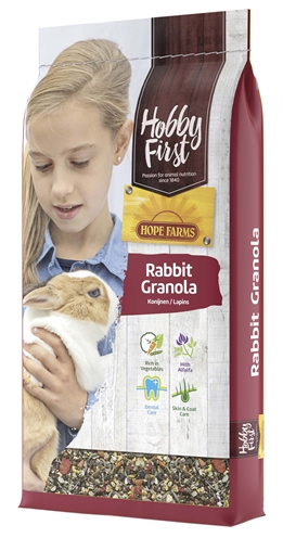 HOBBYFIRST HOPEFARMS Konijnenvoer Rabbit Granola luzerne & groenten, vezelrijk, ondersteunt spijsvertering & tandslijting - Naturel - 10 kg