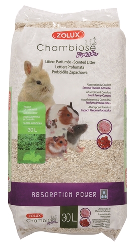 ZOLUX Hennepvezel Bodembedekking Fresh Pioenroos & Aalbes - 100% Natuurlijk, Zeer Absorberend, Geurend - Naturel - 30 L