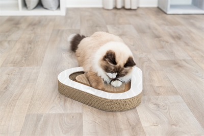 TRIXIE Krabplank Karton Met 2 Ballen Catnip & Speelspoor - Driehoekig print - 36x36x5 cm