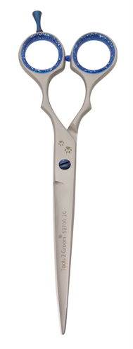 TOOLS-2-GROOM Schaar Sharp Edge 52700C Gebogen veilig trimmen met rubber handvat - Zilver - 18 cm