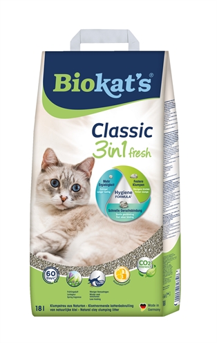 BIOKAT'S Kattenbakvulling FRESH Zeer hoog absorptievermogen, sterke klonten, frisse lentegeur - Natuurlijk - 18 L