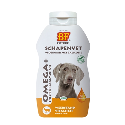 BF PETFOOD Vloeibaar schapenvet met zalmolie Omega-3/6 voor vacht & hart - Naturel - 250 ml