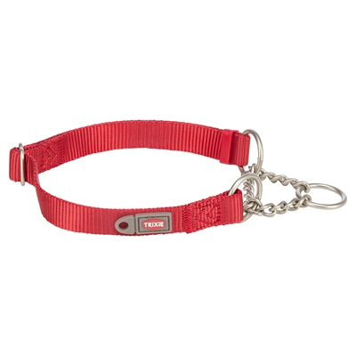 TRIXIE Halsband Hond Premium Halfslip Anti-trek met Ketting Traploos verstelbaar - Rood - 35-50x2 cm