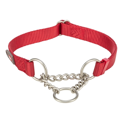 TRIXIE Halsband Hond Premium Halfslip Anti-trek met Ketting Traploos verstelbaar - Rood - 35-50x2 cm