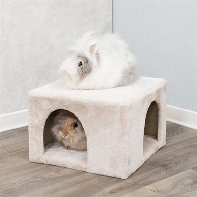 TRIXIE Knaagdierhuis Iglo Pluche met twee ingangen en gevoerd ligplateau - Beige - 36x36x25 cm