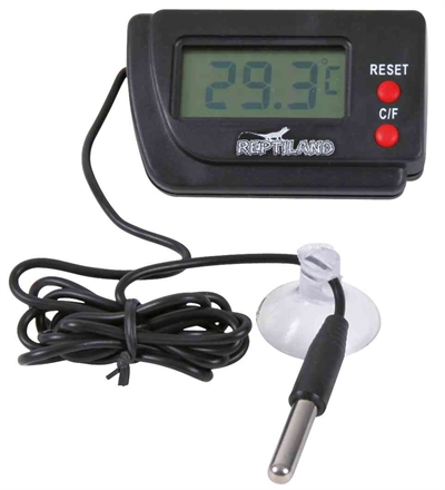 TRIXIE Reptiland Thermometer Digitaal met afstandsmeter 90 cm voeler, 0–50°C, 0,1°C nauwkeurig - 6,5x4 cm