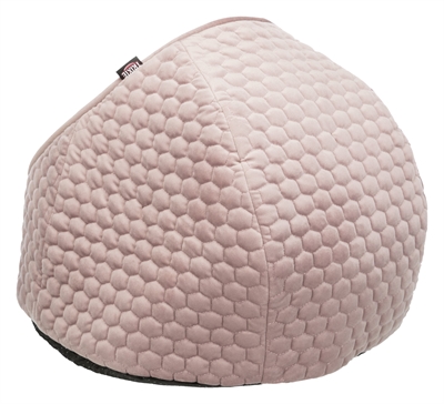 TRIXIE Kattenmand Iglo Livia Velours met wendbaar kussen, pluche binnenkant & anti-slip - Roze/Crème - 45x45x33 cm
