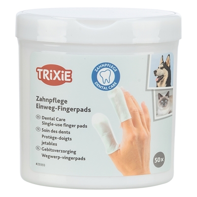 TRIXIE Vingerpads Dentalcare met muntlotion, gebruiksklaar voor kleine huisdieren - 50 st
