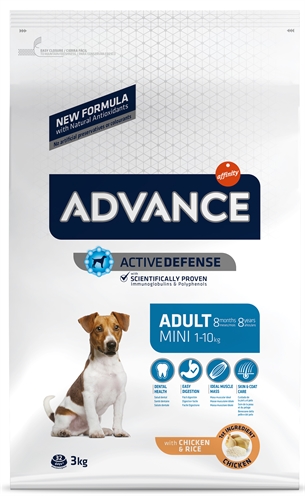 ADVANCE Hondenvoer MINI ADULT Licht verteerbaar voor kleine volwassen honden - Omega 3+6 - 3 kg