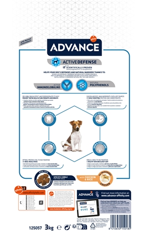 ADVANCE Hondenvoer MINI ADULT Licht verteerbaar voor kleine volwassen honden - Omega 3+6 - 3 kg