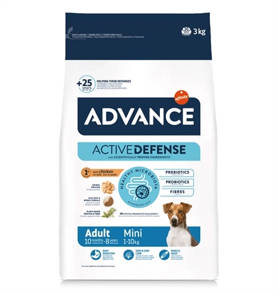 ADVANCE Hondenvoer MINI ADULT Licht verteerbaar voor kleine volwassen honden - Omega 3+6 - 3 kg
