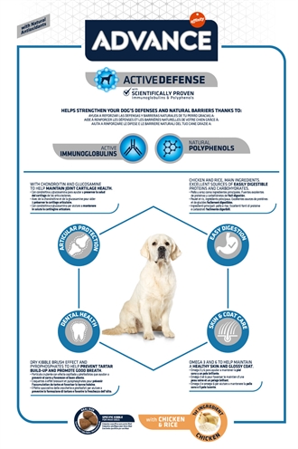 ADVANCE Hondenvoer MAXI ADULT Grote rassen, makkelijk verteerbaar (kip & rijst), taurine - Kip - 14 kg