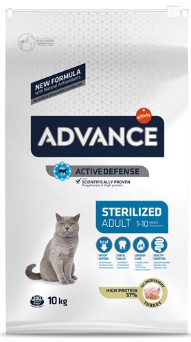 ADVANCE Compleetvoer Sterilized Turkey | Voor gesteriliseerde katten - Urine-pH regulering & gewichtscontrole - Kalkoen - 10 kg