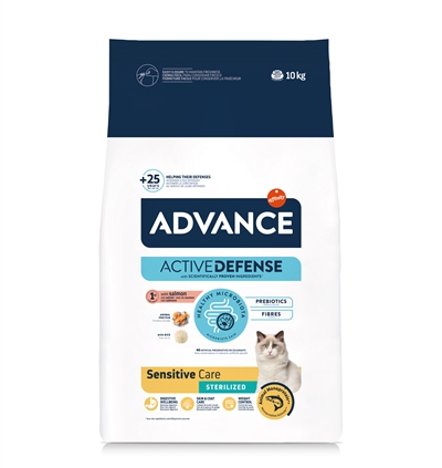 ADVANCE Kattenvoer Sterilized Sensitive Salmon Voor gesteriliseerde katten met voedselintolerantie, makkelijk verteerbaar, helpt gewicht