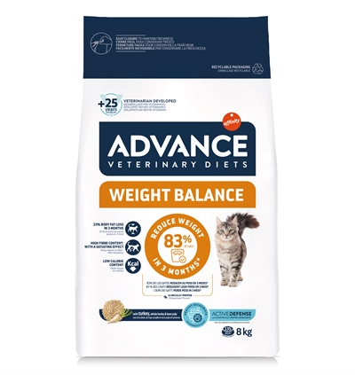 ADVANCE VETERINARY DIET Dieetvoer Cat Weight Balance L-carnitine laag vet, vezelrijk, hoog eiwit - Naturel - 8 kg