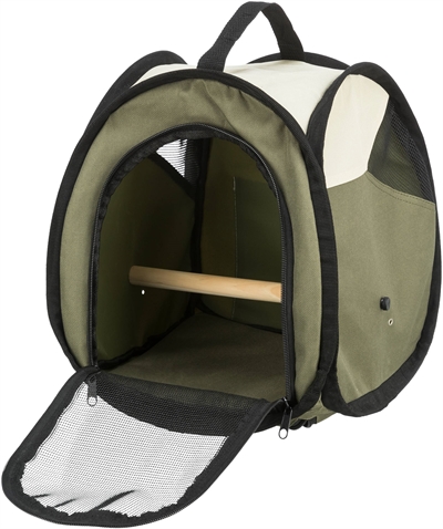 TRIXIE Vervoerstas Vogel - houten zitstok, ventilatiegaas, uitneembare bodemplaat - Groen - 27x32x27 cm